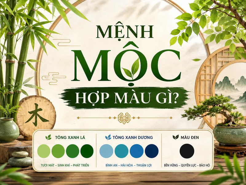 Theo quan niệm ngũ hành, người mệnh Mộc phù hợp với xanh lá, xanh dương và đen.